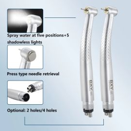 Dental Supply Handpiece Push Button Hight Low Speed Handpieces Set Contra Angle 2/4 Holes Scaler with Light