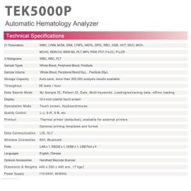 TEK5000P Automatic Hematology Analyzer 10.4 Inch Touch Screen 3 Part Laboratory Instrument