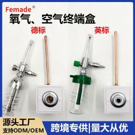 DIN BS Standard Medical Oxygen Gas Terminal, Wall Mount Oxygen Outlet Socket With Copper Tube, Hospital Central Oxygen Supply System Fitting