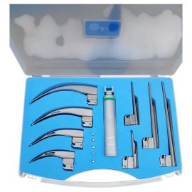 German Quality Fiber Optic Macintosh Laryngoscope Set 8 Blades